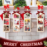 Grenzüberschreitender Weihnachts-Holz-Bilderrahmen-Anhänger, handgemachtes DIY-Bastelarbeiten, Weihnachts- und Neujahrsdekorationen, Feiertagsgeschenk