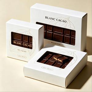 Bittersweet Chocolate <b>Box</b> Rigid White Packaging With Clear Window And UV Logo Design For Confectionery Gift - Product Image 2