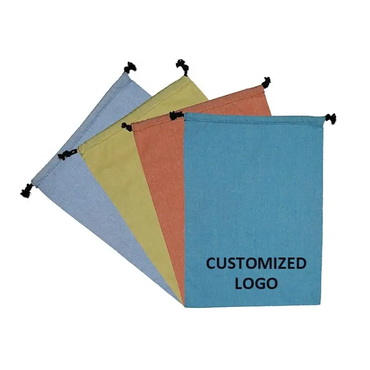 Personalized Colorful canvas cotton drawstring bag with double string