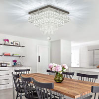 Lustre moderne en forme de boule de cristal carrée, luminaire de plafond multicouche, décoration intérieure de luxe, lampe pour salon, couloir, restaurant