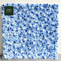 Mur de fleurs artificielles romantiques de haute qualité, roses bleues et hortensias, pour décoration intérieure et extérieure, anniversaires, maison