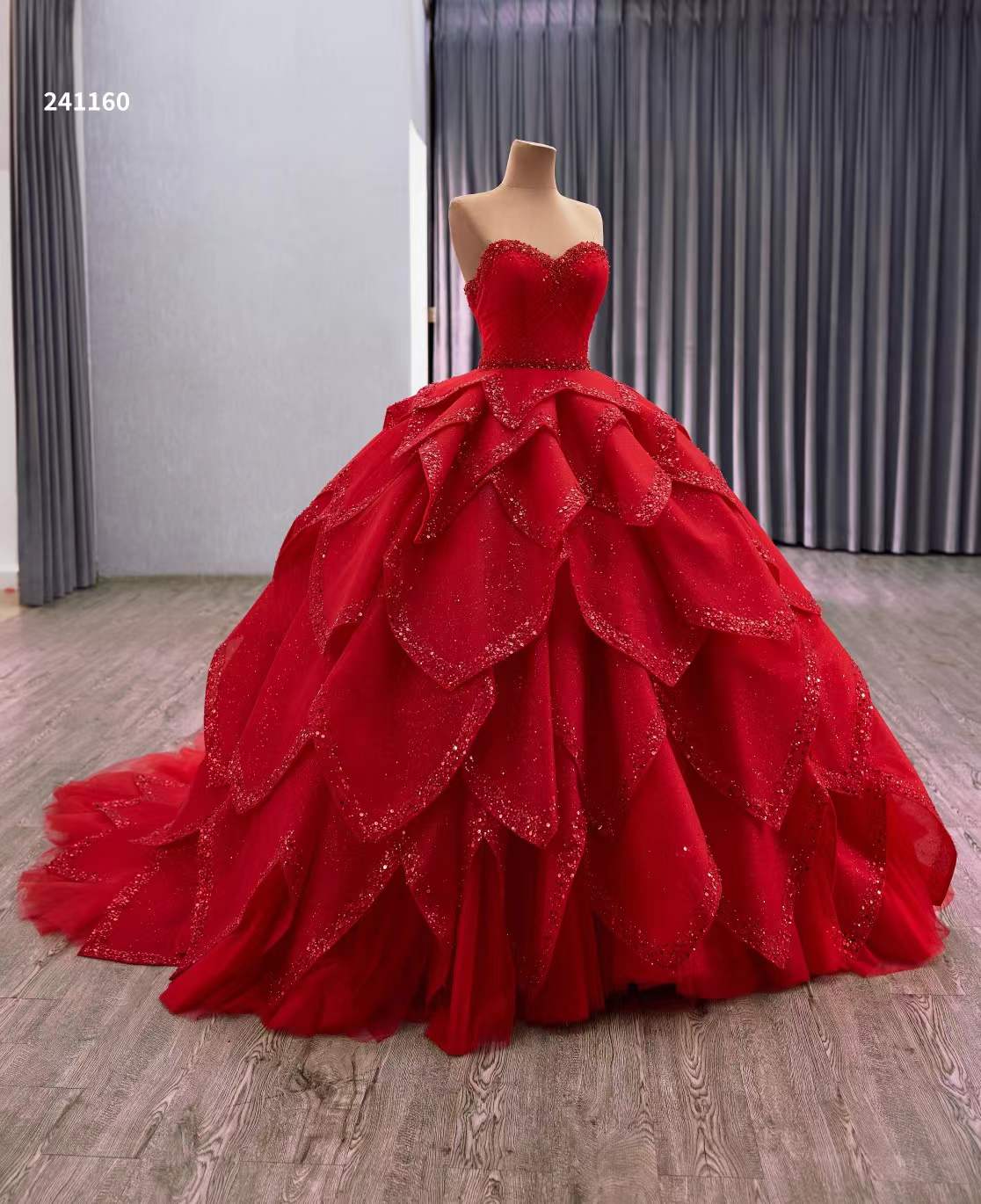 Red Gown - Luxury Ball Gown with Sequin Embellishment