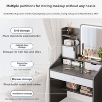 Table de vanité de maquillage minimaliste moderne de luxe armoire de rangement intégrée panneau de miroir éclairé en acier inoxydable fixé au mur