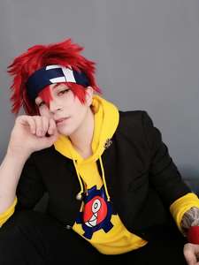 Perruque de cosplay synthétique rouge courte de 30 cm de Ainizi, personnage de Reki, de <span class=keywords><strong>SK8</strong></span> the <span class=keywords><strong>Infinity</strong></span> - Product Image 2