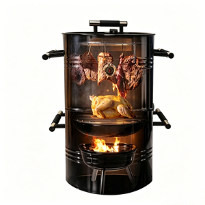 Big Barrel Charcoal <span class=keywords><strong>Barbeque</strong></span> 5 en 1 Barbecues verticaux pour fumoir avec triple couches - Product Image 2
