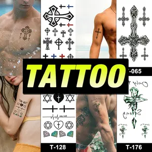 Wholesale Cute Cross Waterproof Fake Women Men Body Sticker Small Water Transfer Temporary Cross Tattoos