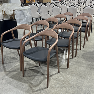 Sillón de Comedor Moderno de Mediados de Siglo, de Madera Maciza de Fresno, Acabado Espresso de Poros Abiertos, Asiento de Tela, para Restaurantes de Alta Gama B2B - Product Image 1