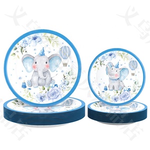 DAMAI Baby Shower for Boy Girl Gender Reveal Blue Elephant Theme Party Latex <b>Balloon</b> Cake Topper Disposable Tableware - Product Image 4