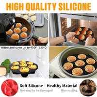 Personnalisé OEM & ODM Noir 6/7/8/9 pouces Vente à Chaud Outils de Pâtisserie 7 Cavies Accessoires pour friteuse à Air Moule à Gâteau en Silicone de Qualité Alimentaire