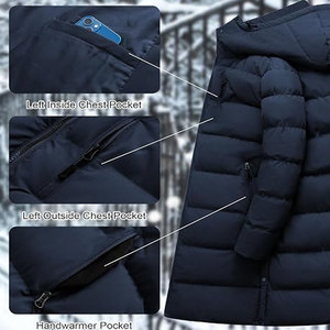 <b>Men's</b> <b>Long</b> Puffer Jacket Winter Warm <b>Coat</b> Waterproof Breathable Lightweight Polyester Outdoor Casual Front - Product Image 4