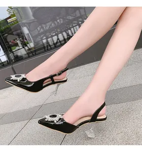 ファッション大きいサイズの靴レディースセクシーなスティレットハイヒールの女性のパンプスホットセール先のとがったつま先の靴女性の黒い靴とダイヤモンド