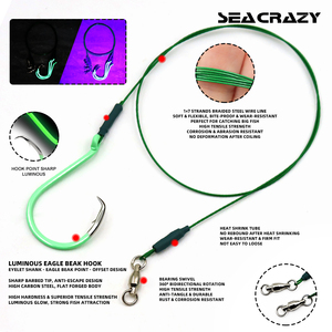 M-004 3PCS Hameçons en fil d'acier type bec d'aigle, montages lumineux pour la pêche en eau douce et salée - Product Image 3
