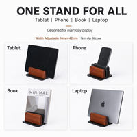 Support de tablette robuste en bois de noyer massif et alliage d'aluminium, avec rembourrage en silicone antidérapant à 360° et base lestée haute résistance pour