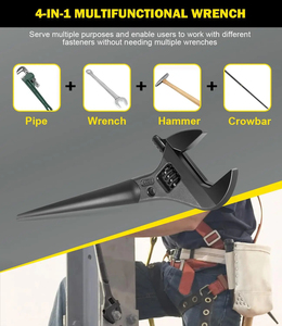 Có thể điều chỉnh 8inch 10inch 12inch thêm rộng <span class=keywords><strong>spud</strong></span> cờ lê với Tether lỗ hệ thống đo lường số liệu cho các loại hạt bu lông lên 1-7/16-inch - Product Image 5