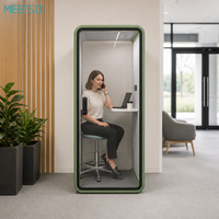 Cabine téléphonique insonorisée vert sauge, certifiée ISO, portable, installation facile, Australie Nouvelle-Zélande, intérieur