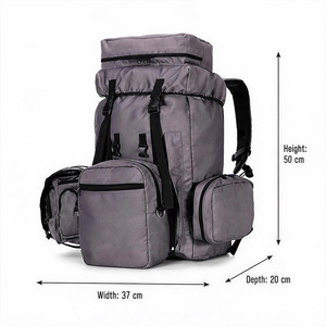 Sac à dos tactique souple grande capacité en nylon pour la randonnée avec poches amovibles unisexe gris - Product Image 2