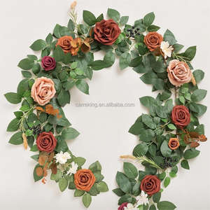 Venta caliente personalizable Rosa flor decoración vides guirnalda seda flor guirnalda Mesa flor camino para boda fiesta - Product Image 1