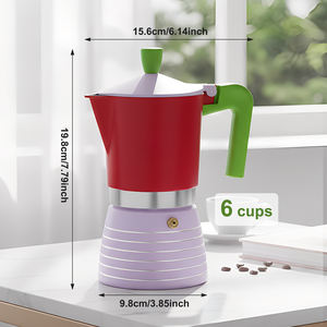 Juego <span class=keywords><strong>de</strong></span> Regalo Empresarial Moderno y Premium <span class=keywords><strong>de</strong></span> Café para Festivales, Cafetera <span class=keywords><strong>Moka</strong></span> <span class=keywords><strong>de</strong></span> Aluminio Colorida con Taza <span class=keywords><strong>de</strong></span> Vidrio, para Él y Ella - Product Image 3