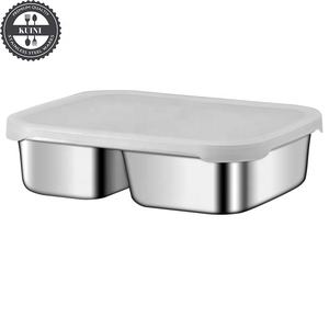 304 Edelstahl Lunchbox mit Silikondeckel, Mikrowellen- und Kühlschrankgeeignet, Auslaufsicherer Mahlzeitenbehälter für Unterwegs - Product Image 2