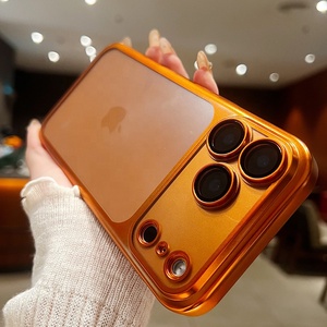 L'étui pour téléphone à sensation de peau mate électrolytique au design orange créatif est livré avec <span class=keywords><strong>un</strong></span> <span class=keywords><strong>film</strong></span> d'objectif pour iPhone 11 12 13 14 15 16 17 Pro Max - Product Image 4