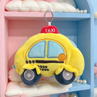 Peluche Voiture de Sport Taxi Jaune Personnalisée, Breloque Mignonne pour Sac, Porte-clés, Poupée en Peluche Douce, Cadeau pour Vente en Gros Transfrontalière