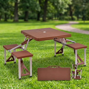 Plastic Modern Gain Lightweight Folding Outdoor Camping <b>Dining</b> <b>Table</b> and Chair Set Portable for Travel & School Use-Courtyard - Product Image 3