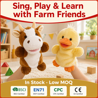 Boneka Tangan Hewan Ternak Super Lembut 6 Buah Domba Babi Bebek Kuda Sapi Anjing Mainan Interaktif untuk Bercerita di Kelas dan Taman Kanak-Kanak