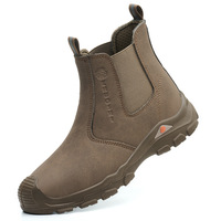 DQ307 - Prix d'usine, bottes de travail pour hommes en cuir, sans lacets, semelle extérieure en PU injecté, bottes de sécurité pour mineurs et ouvriers d'usine