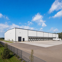 Entrepôt en structure métallique industrielle conforme à la norme EN 1090, atelier métallique préfabriqué durable, centre de logistique et de stockage