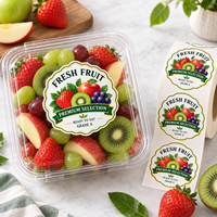 Op maat gemaakte fruit-etiketten, waterdichte klevende voedseletiketten op rol, biologische producten verpakking, barcode QR-code vinyl stickers