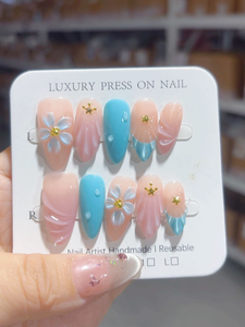 Uñas Francesas Acrílicas Hechas a Mano con Diseño de Leopardo Amarillo <span class=keywords><strong>y</strong></span> <span class=keywords><strong>Rojo</strong></span>, Flores 3D <span class=keywords><strong>y</strong></span> Estrellas Doradas, Cobertura Completa, Venta al Por Mayor, <span class=keywords><strong>Manicura</strong></span> Moderna - Product Image 5