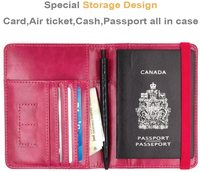 Étui de protection de passeport, accessoire pour voyageurs anti RFID, portefeuille de voyage, fait avec carte rose, Crazy Horse, en cuir PU, pour hommes et femmes