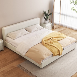 High Quality Layer Cowhide Leather Bed Simple Modern Small <strong>Unit</strong> 1.5m1.8m <strong>Bedroom</strong> Set Bed - Product Image 5