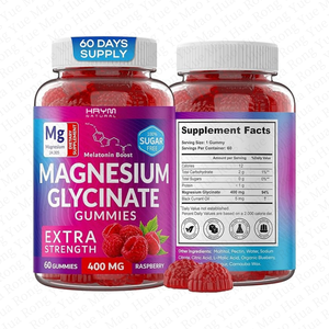 Magnesio glicinato naturale 400mg integratore di gummie, lampone gummie magnesio, contenente olio di ribes nero - Product Image 1