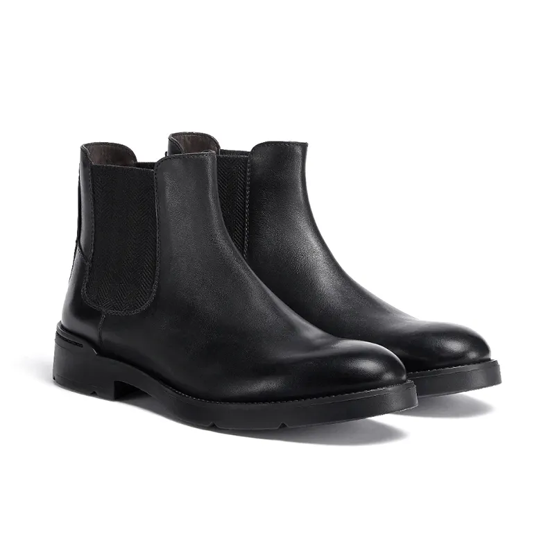 Best selling high quality well-made big size men leather chelsea boots flat