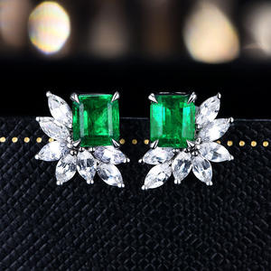 E637 Green <b>Stud</b> <b>Earrings</b> 925 Silver Marquise Cut Flower Design Wedding Jewelry Women's Luxury <b>Fine</b> <b>Earrings</b> - Product Image 5