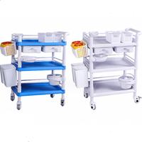 Chariot multi-niveaux en plastique ABS, chariot d'équipement, chariot de salle d'opération, chariot médical, chariot d'instruments d'hôpital, chariot mobile à roulettes silencieuses