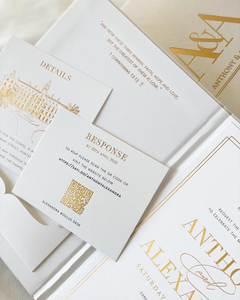 Boîte <span class=keywords><strong>d</strong></span>'invitation personnalisée en velours <span class=keywords><strong>champagne</strong></span> à couverture rigide avec feuille <span class=keywords><strong>d</strong></span>'<span class=keywords><strong>or</strong></span> et ruban de luxe Boîtes rigides <span class=keywords><strong>d</strong></span>'estampage Impression - Product Image 4