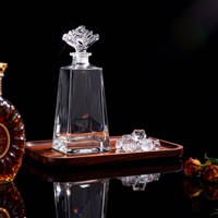 Carafe en cristal de luxe de 750 ml avec bouchon en forme de rose, personnalisable avec logo, pour whisky, vin, vodka, spiritueux, liqueurs