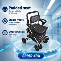 Chariot de courses en aluminium de haute qualité avec une capacité de 80 kg, conception pliable manuelle pour l'aide aux personnes âgées