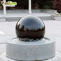 Fontaine globe en marbre noir YouFine, carte du monde gravée, grande sphère d'eau extérieure, décoration de jardin de luxe