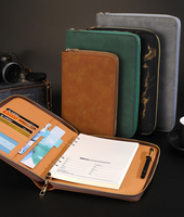 Porte-documents en cuir PU avec fermeture éclair, organiseur, porte-stylo, porte-cartes, classeur pour carnet, design moderne et portable, idéal pour les cadeaux d'affaires