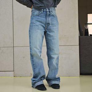 Jeans vintage bleu clair délavé taille haute à jambes larges <span class=keywords><strong>pour</strong></span> femmes - Product Image 1