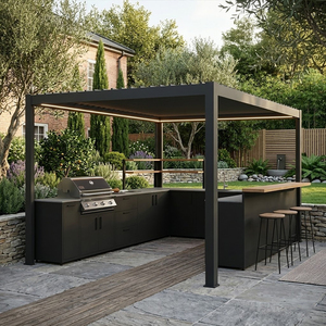 Cocina Exterior de Lujo de Acero Inoxidable 304 con Pérgolas de Aluminio, Isla de Cocina Exterior Personalizada Resistente al Moho para Patio - Product Image 1
