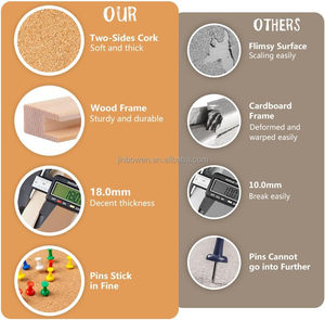 24x36 inch tùy chỉnh kích thước gỗ đóng khung pin lớn nút chai bảng thông báo cho nhà bếp kế hoạch ghi nhớ văn phòng - Product Image 3