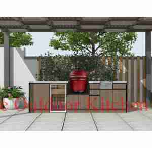2025 Dorene Modern Kitchen Outdoor Set Preço Baixo Impermeável De Madeira e Mármore Inclui Pia-Pátio Cozinha Bar Design - Product Image 5