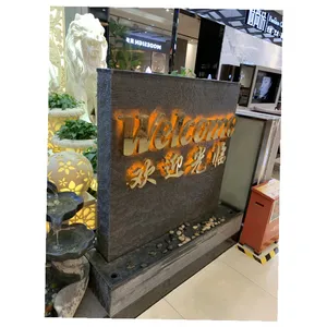 Fuente de <span class=keywords><strong>Pared</strong></span> con Logotipo Grabado para Diseño Interior o Exterior con Iluminación de Logotipo <span class=keywords><strong>en</strong></span> la Parte Posterior de la Cascada <span class=keywords><strong>en</strong></span> la <span class=keywords><strong>Pared</strong></span> - Product Image 1