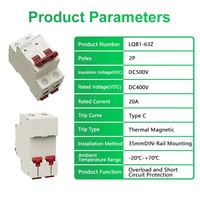 CNLonQcom LQB1-63Z 2P MCB 500VDC 20A Disjoncteur miniature haute sensibilité | Commutateur d'air de conception compacte