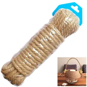 12mm Jute Rope 33 Feet 3Ply Twisted Thick and Heavy Duty Twine for Cat Scratching Post Packaging Ropes