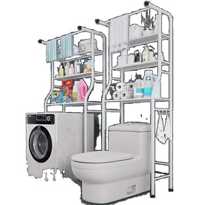 Top shelf for front washing machine, multi-functional flip-top storage <b>cabinet</b> for toilet, no-drill <b>floor</b>-standing <b>bathroom</b> - Product Image 5